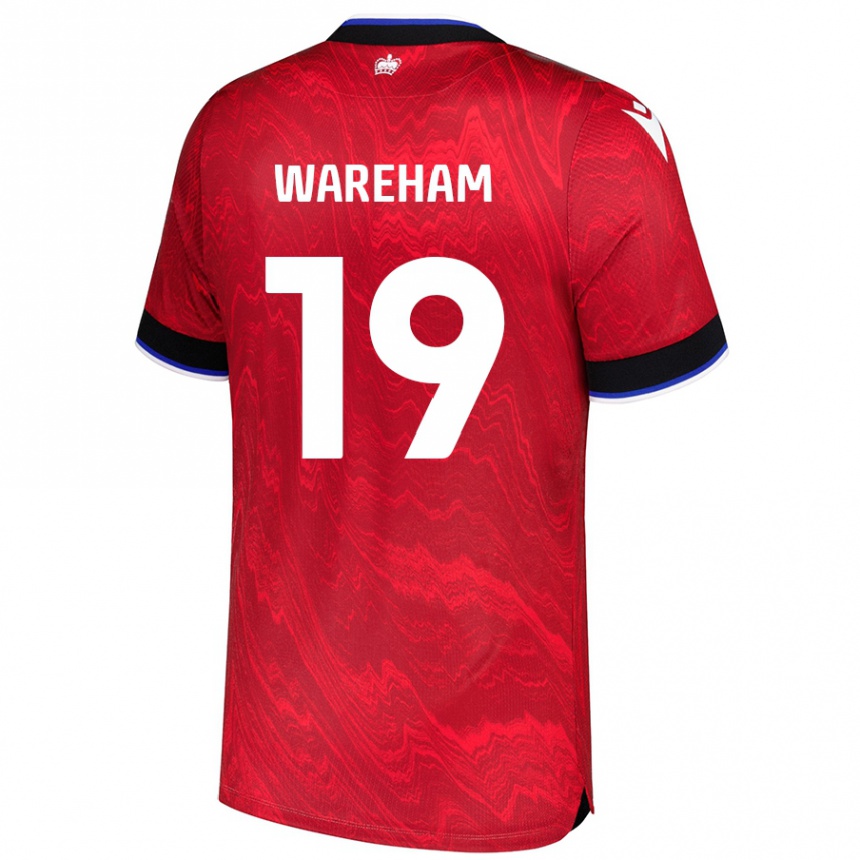 Kids Football Jayden Wareham #19 Red Black Away Jersey 2024/25 T-Shirt Nz