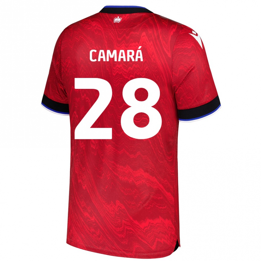 Kids Football Mamadi Camará #28 Red Black Away Jersey 2024/25 T-Shirt Nz