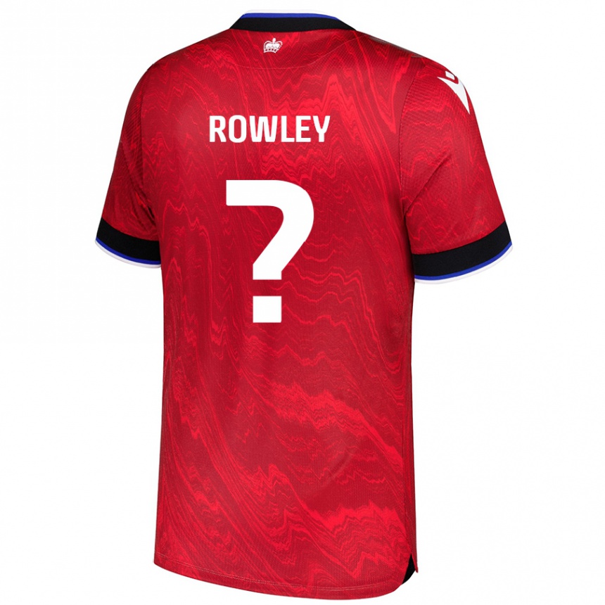 Kids Football Matt Rowley #0 Red Black Away Jersey 2024/25 T-Shirt Nz