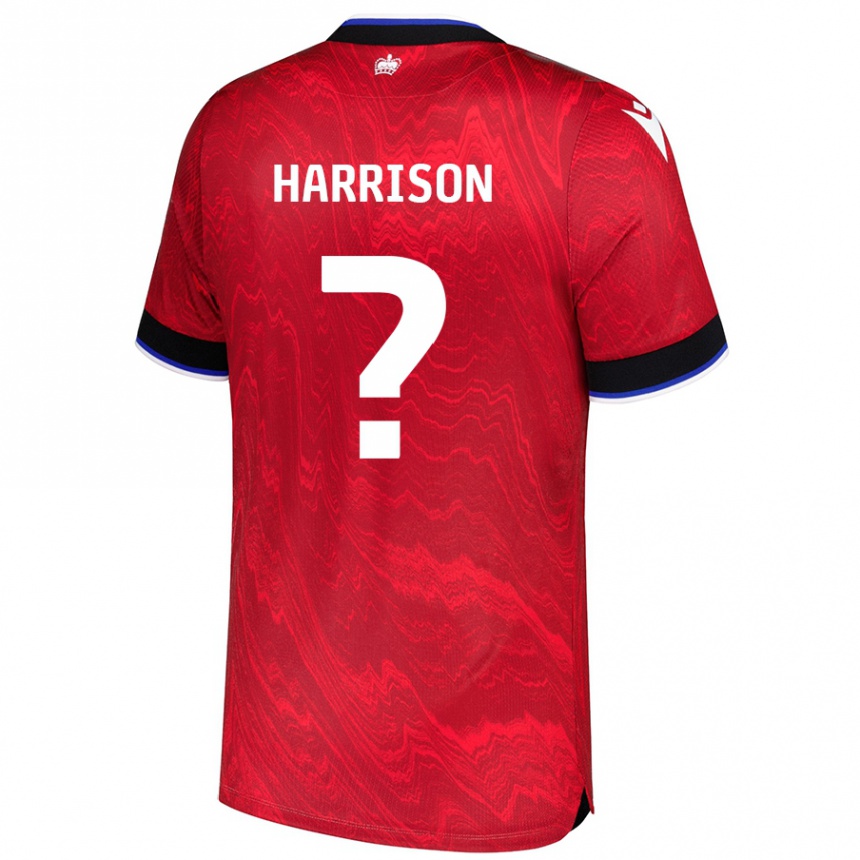 Kids Football Sam Harrison #0 Red Black Away Jersey 2024/25 T-Shirt Nz