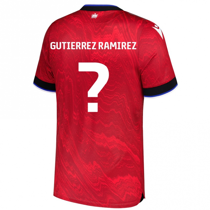 Kids Football William Gutierrez Ramirez #0 Red Black Away Jersey 2024/25 T-Shirt Nz