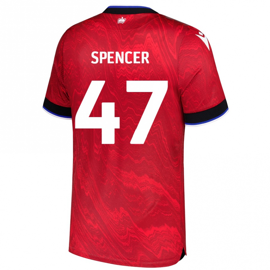 Kids Football Shay Spencer #47 Red Black Away Jersey 2024/25 T-Shirt Nz