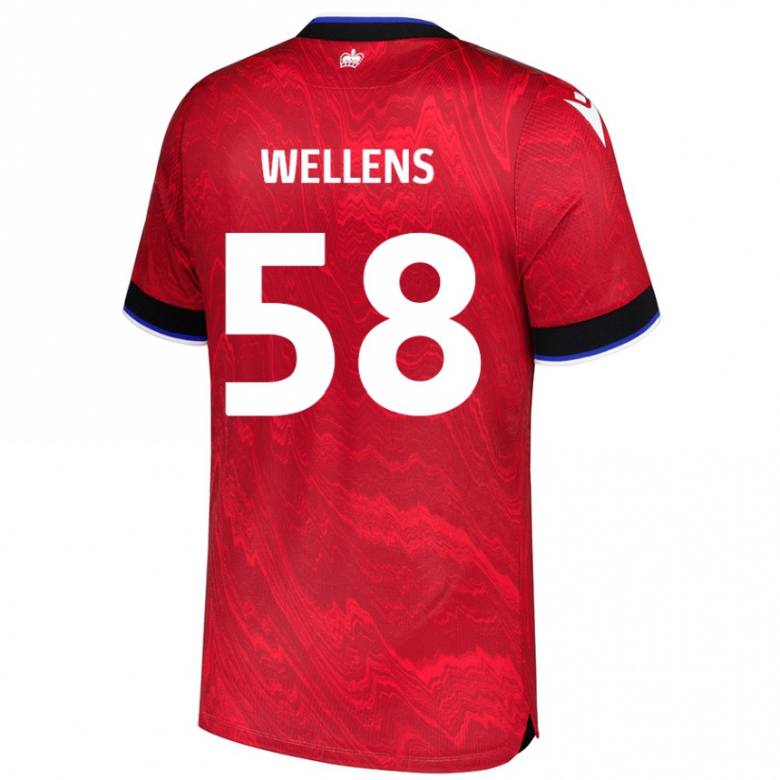 Kids Football Charlie Wellens #58 Red Black Away Jersey 2024/25 T-Shirt Nz