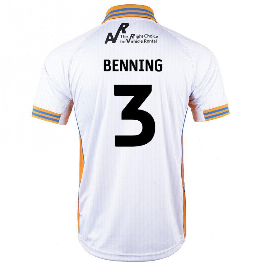 Kids Football Mal Benning #3 White Away Jersey 2024/25 T-Shirt Nz