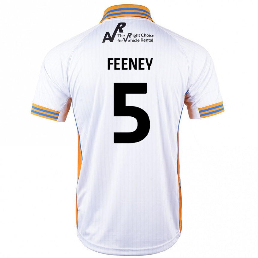 Kids Football Morgan Feeney #5 White Away Jersey 2024/25 T-Shirt Nz