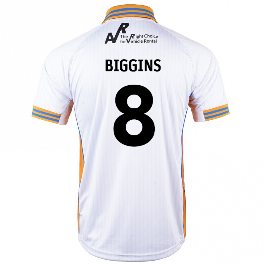 Kids Football Harrison Biggins #8 White Away Jersey 2024/25 T-Shirt Nz