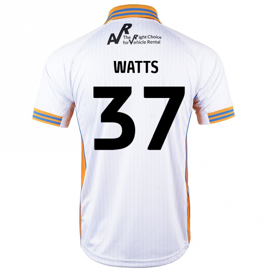 Kids Football Harvey Watts #37 White Away Jersey 2024/25 T-Shirt Nz