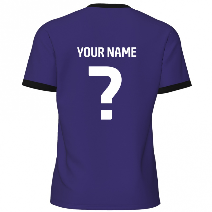 Kids Football Your Name #0 Purple Away Jersey 2024/25 T-Shirt Nz