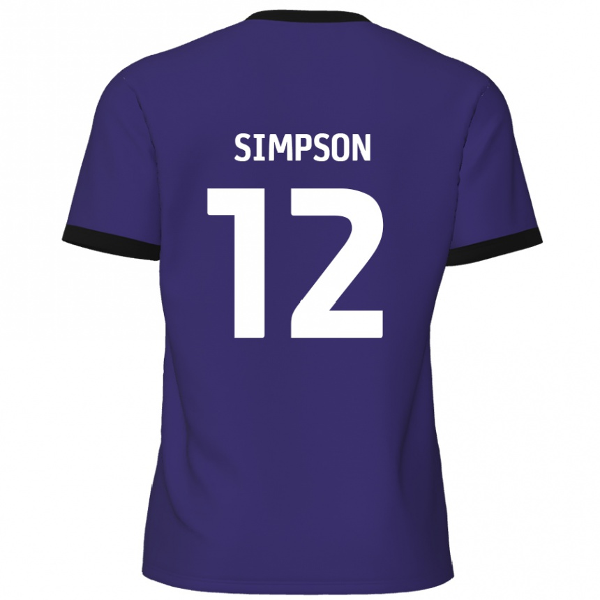 Kids Football Tyreece Simpson #12 Purple Away Jersey 2024/25 T-Shirt Nz