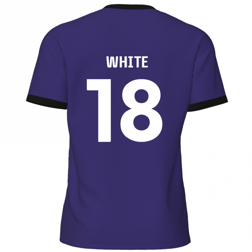 Kids Football Harvey White #18 Purple Away Jersey 2024/25 T-Shirt Nz