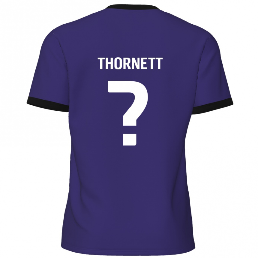 Kids Football Alfie Thornett #0 Purple Away Jersey 2024/25 T-Shirt Nz