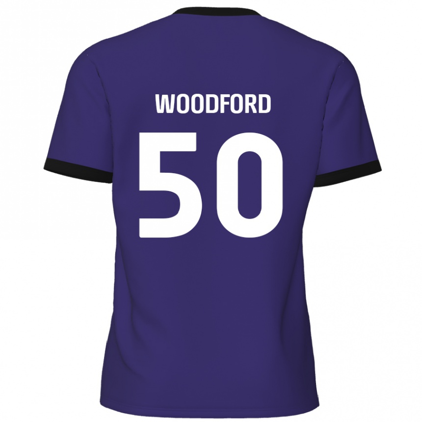 Kids Football Max Woodford #50 Purple Away Jersey 2024/25 T-Shirt Nz