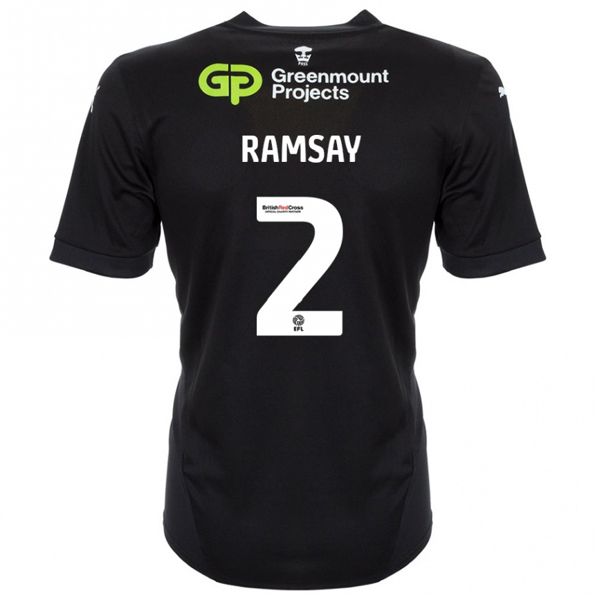 Kids Football Calvin Ramsay #2 Black Away Jersey 2024/25 T-Shirt Nz