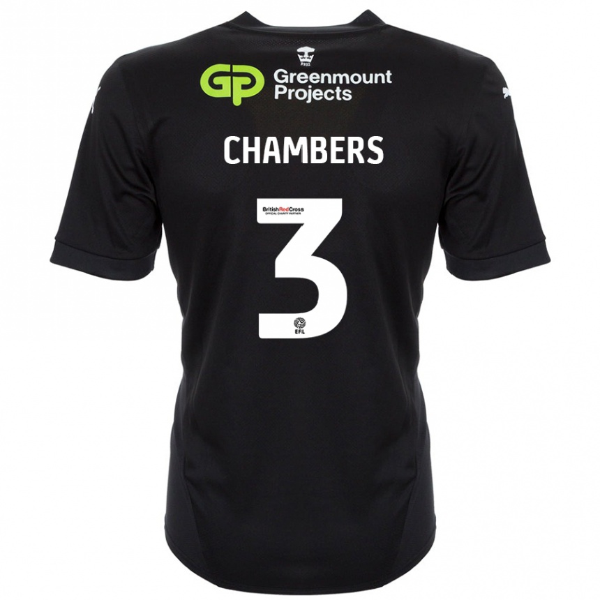 Kids Football Luke Chambers #3 Black Away Jersey 2024/25 T-Shirt Nz