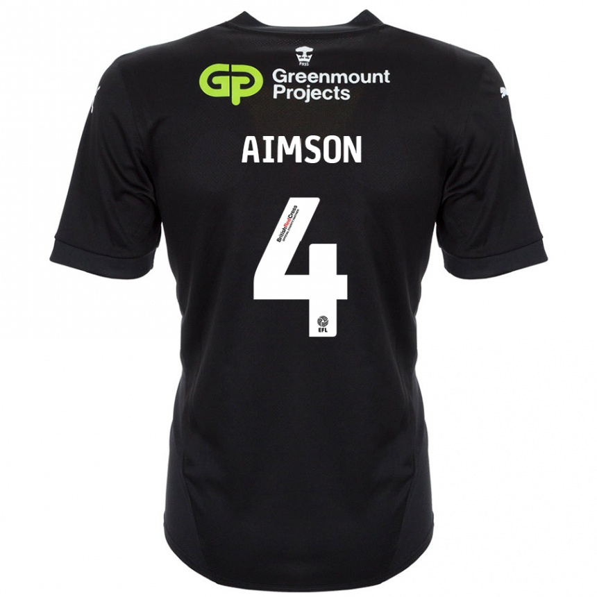 Kids Football Will Aimson #4 Black Away Jersey 2024/25 T-Shirt Nz