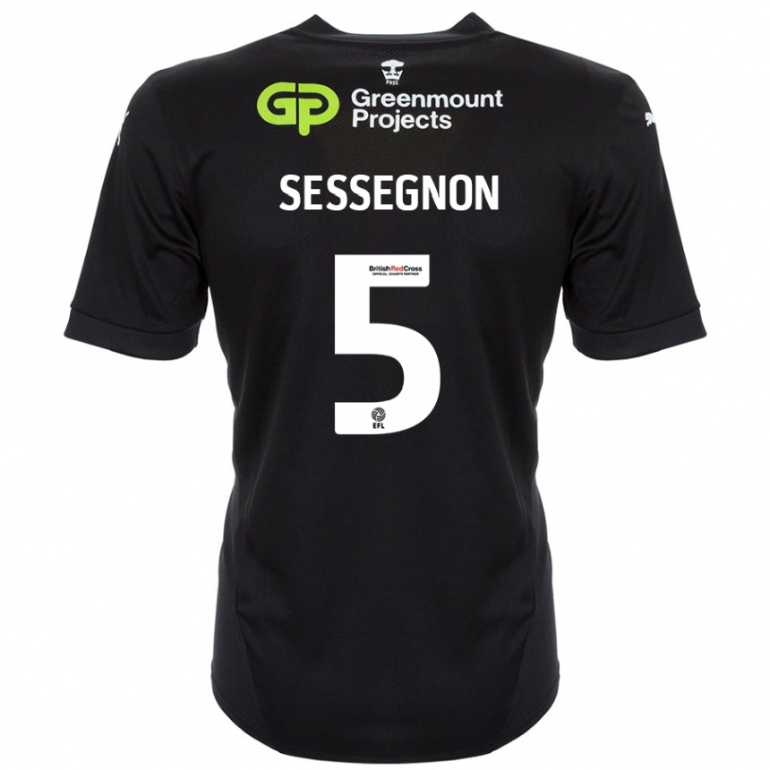 Kids Football Steven Sessegnon #5 Black Away Jersey 2024/25 T-Shirt Nz