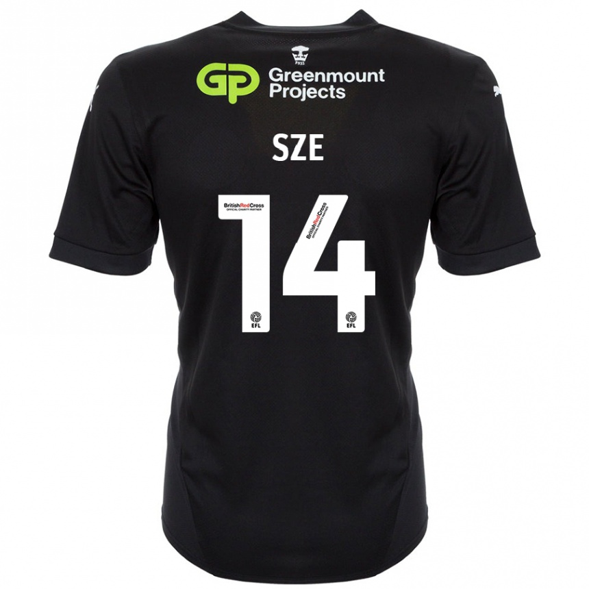 Kids Football Chris Sze #14 Black Away Jersey 2024/25 T-Shirt Nz