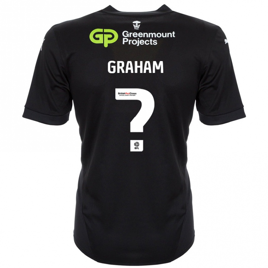 Kids Football Leo Graham #0 Black Away Jersey 2024/25 T-Shirt Nz