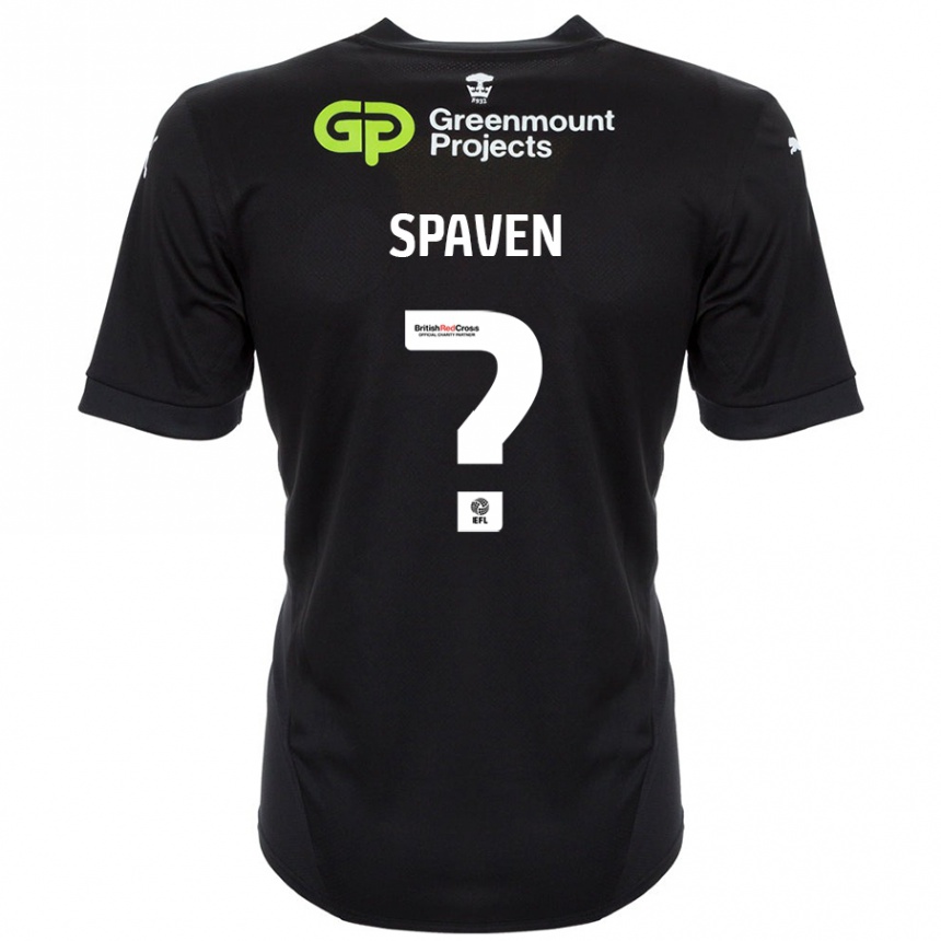 Kids Football Jake Spaven #0 Black Away Jersey 2024/25 T-Shirt Nz