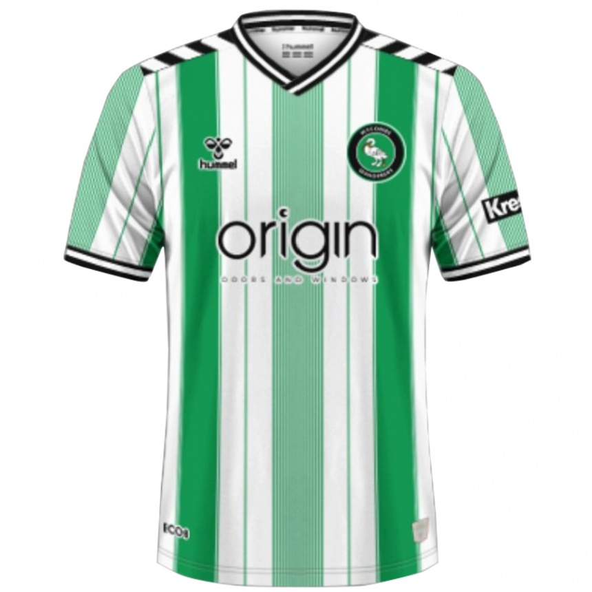 Kids Football Your Name #0 Green White Stripes Away Jersey 2024/25 T-Shirt Nz