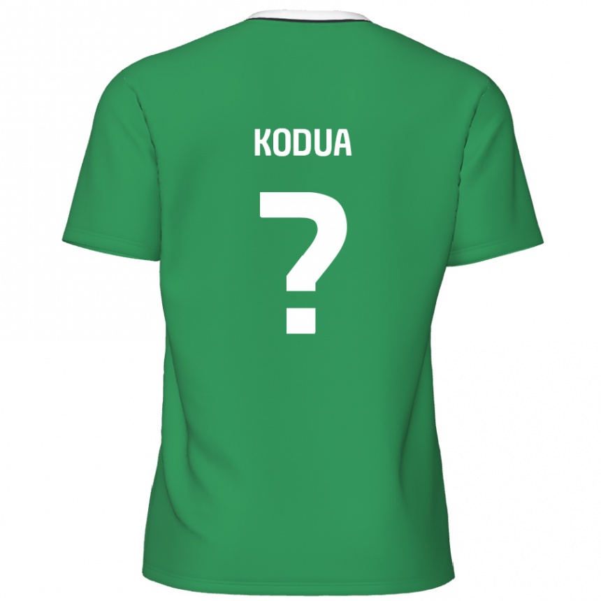 Kids Football Gideon Kodua #0 Green White Stripes Away Jersey 2024/25 T-Shirt Nz