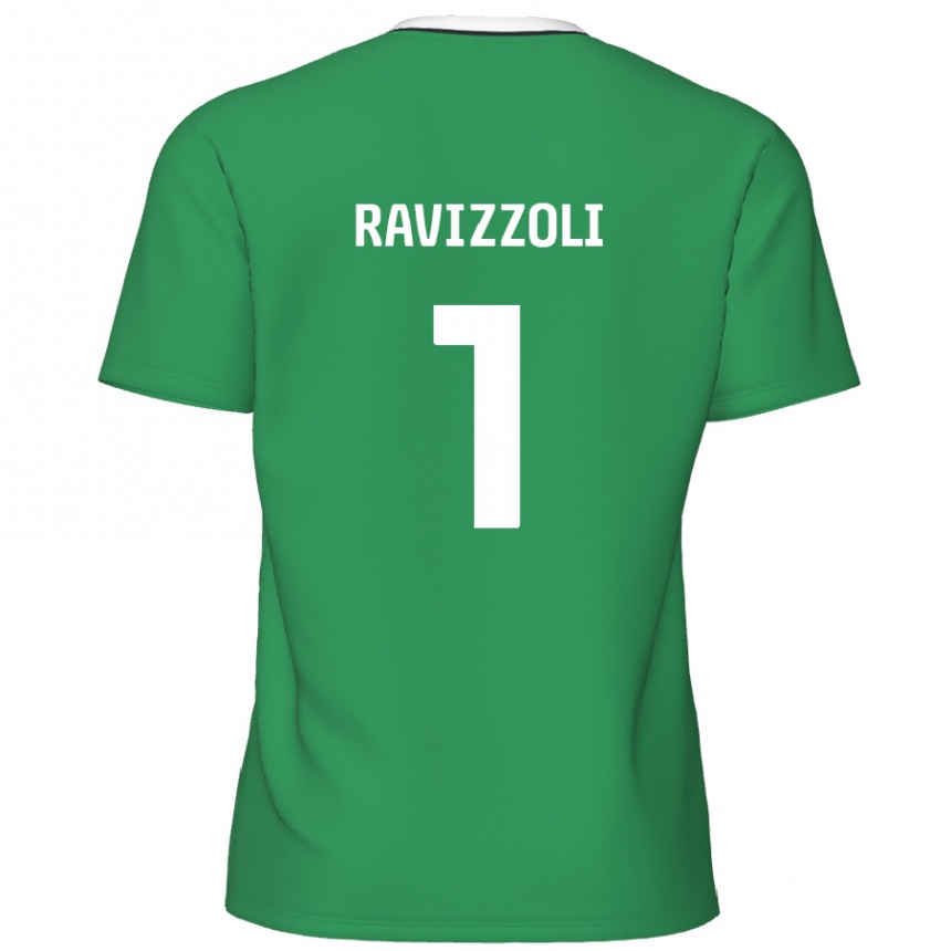 Kids Football Franco Ravizzoli #1 Green White Stripes Away Jersey 2024/25 T-Shirt Nz