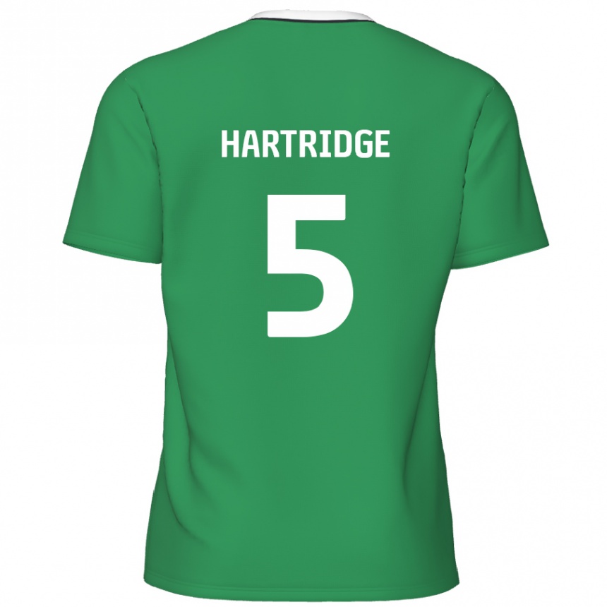 Kids Football Alex Hartridge #5 Green White Stripes Away Jersey 2024/25 T-Shirt Nz