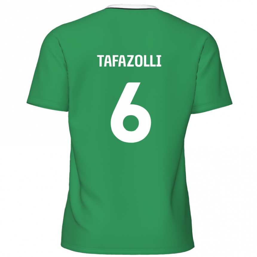 Kids Football Ryan Tafazolli #6 Green White Stripes Away Jersey 2024/25 T-Shirt Nz