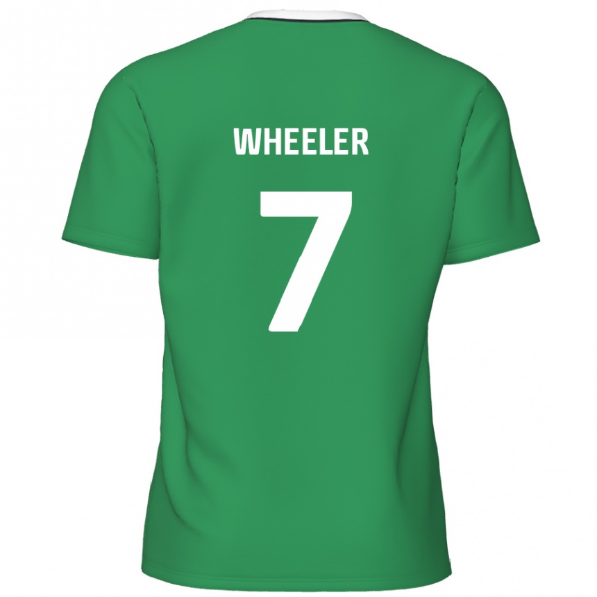 Kids Football David Wheeler #7 Green White Stripes Away Jersey 2024/25 T-Shirt Nz