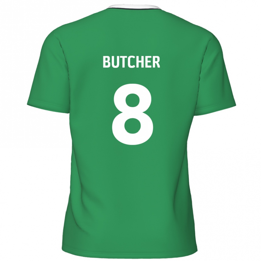 Kids Football Matt Butcher #8 Green White Stripes Away Jersey 2024/25 T-Shirt Nz