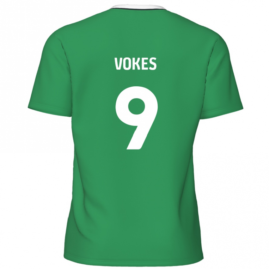 Kids Football Sam Vokes #9 Green White Stripes Away Jersey 2024/25 T-Shirt Nz