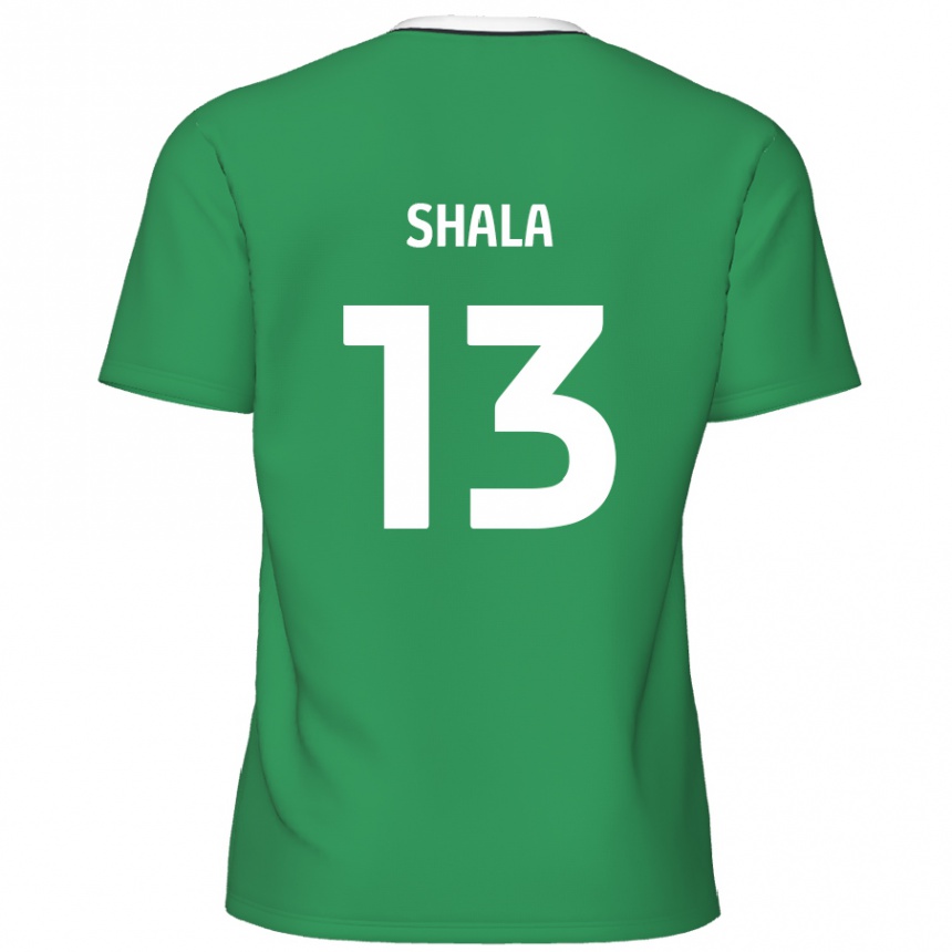 Kids Football Laurence Shala #13 Green White Stripes Away Jersey 2024/25 T-Shirt Nz