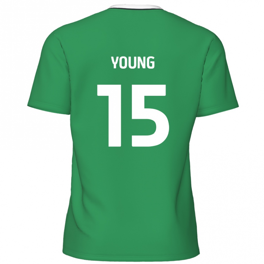 Kids Football Jack Young #15 Green White Stripes Away Jersey 2024/25 T-Shirt Nz