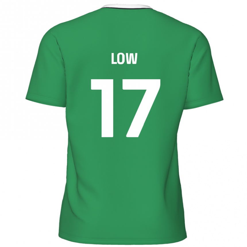 Kids Football Joe Low #17 Green White Stripes Away Jersey 2024/25 T-Shirt Nz