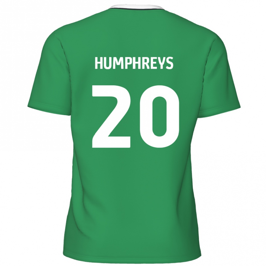 Kids Football Cameron Humphreys #20 Green White Stripes Away Jersey 2024/25 T-Shirt Nz