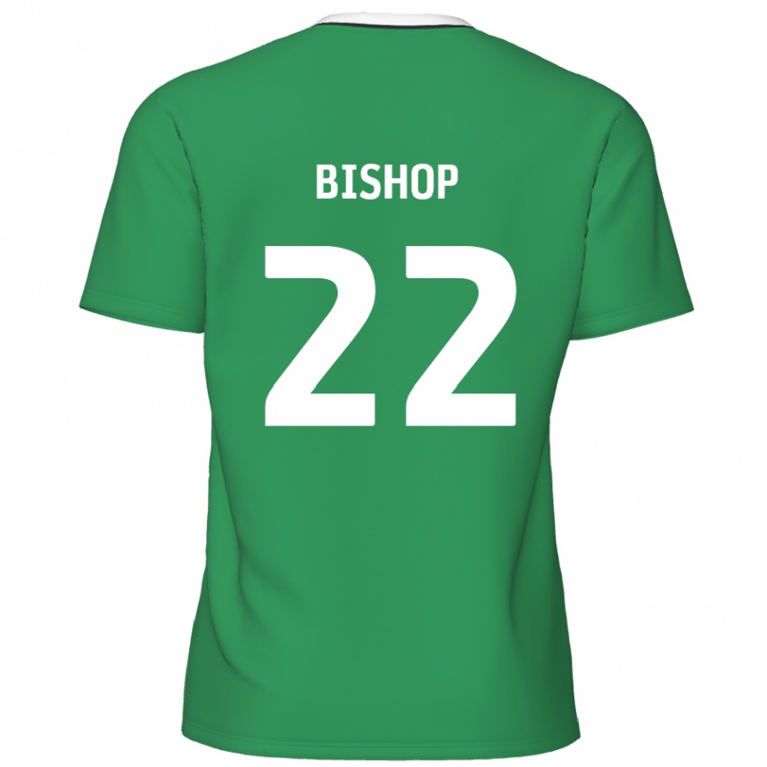 Kids Football Nathan Bishop #22 Green White Stripes Away Jersey 2024/25 T-Shirt Nz