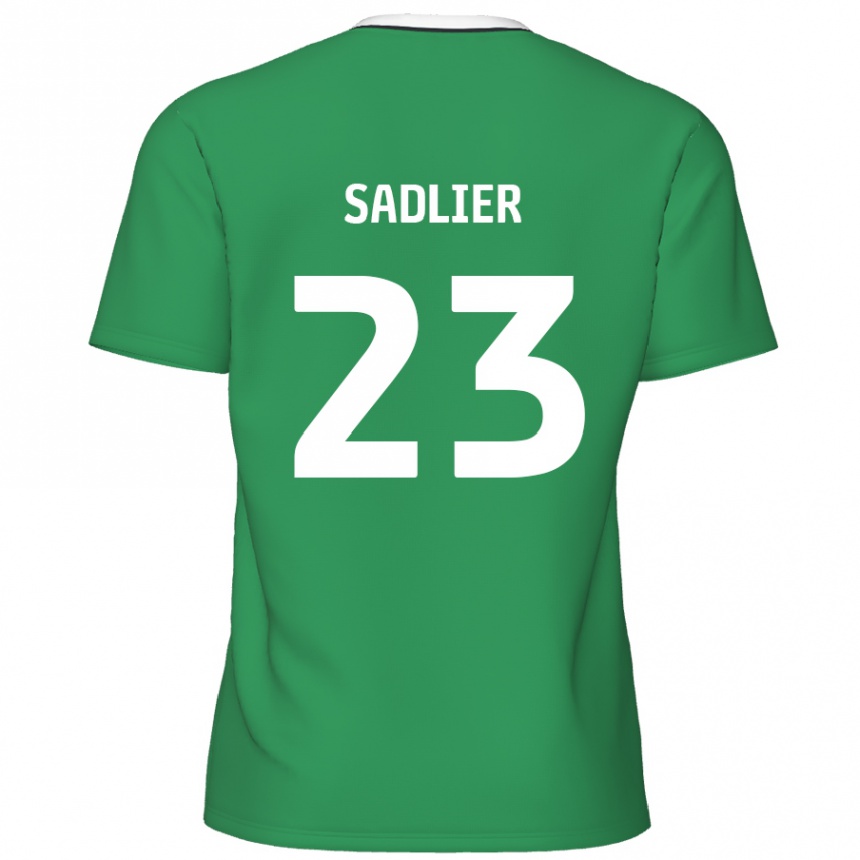 Kids Football Kieran Sadlier #23 Green White Stripes Away Jersey 2024/25 T-Shirt Nz