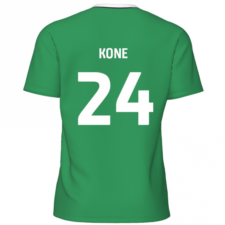 Kids Football Richard Kone #24 Green White Stripes Away Jersey 2024/25 T-Shirt Nz