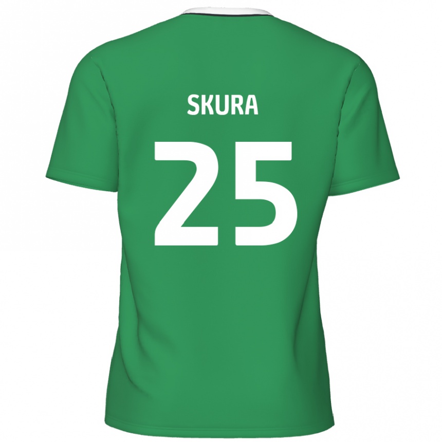 Kids Football Declan Skura #25 Green White Stripes Away Jersey 2024/25 T-Shirt Nz