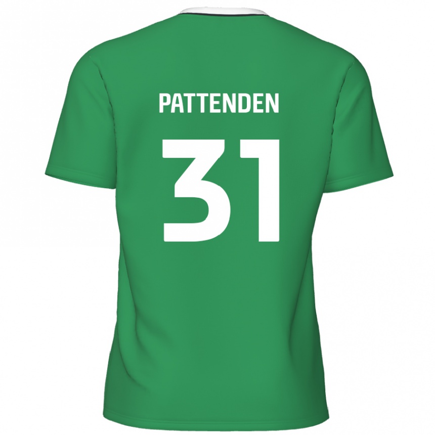 Kids Football Jasper Pattenden #31 Green White Stripes Away Jersey 2024/25 T-Shirt Nz