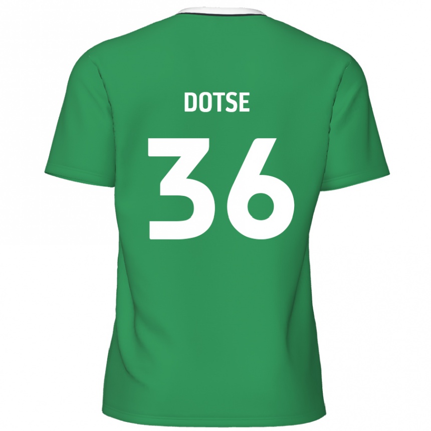 Kids Football Jahiem Dotse #36 Green White Stripes Away Jersey 2024/25 T-Shirt Nz