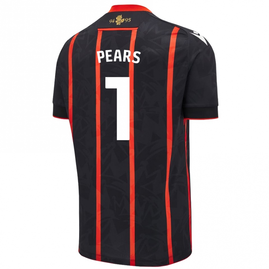 Kids Football Aynsley Pears #1 Black Red Away Jersey 2024/25 T-Shirt Nz