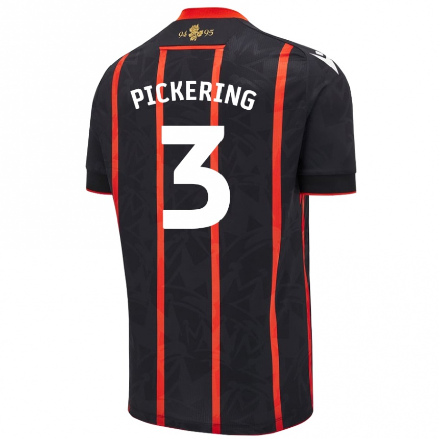 Kids Football Harry Pickering #3 Black Red Away Jersey 2024/25 T-Shirt Nz