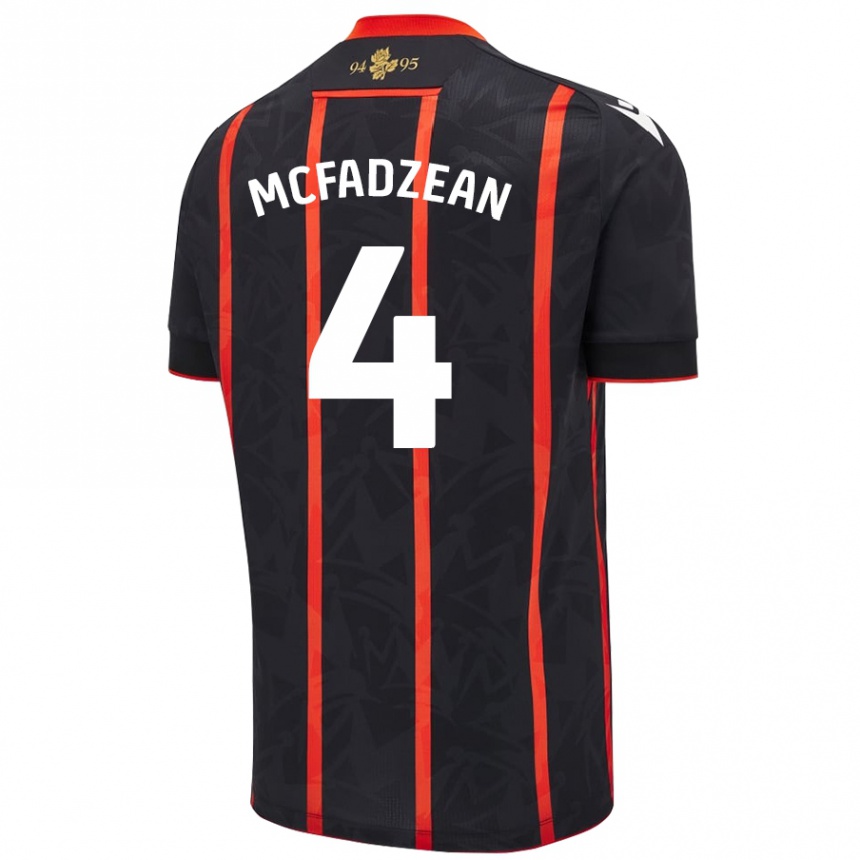 Kids Football Kyle Mcfadzean #4 Black Red Away Jersey 2024/25 T-Shirt Nz