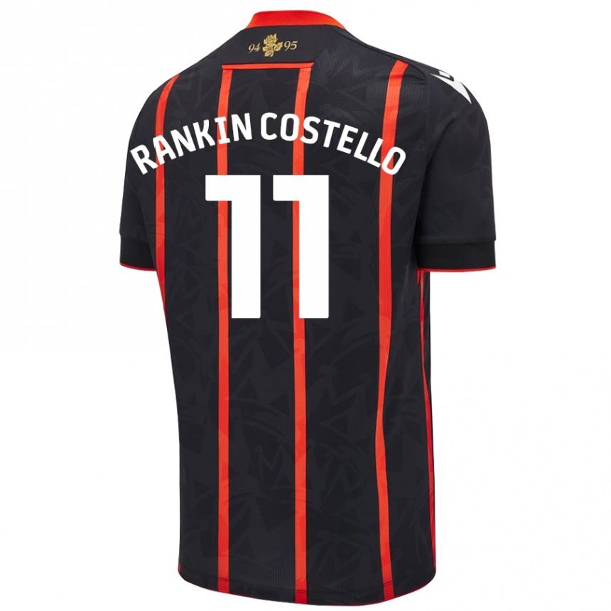 Kids Football Joe Rankin-Costello #11 Black Red Away Jersey 2024/25 T-Shirt Nz