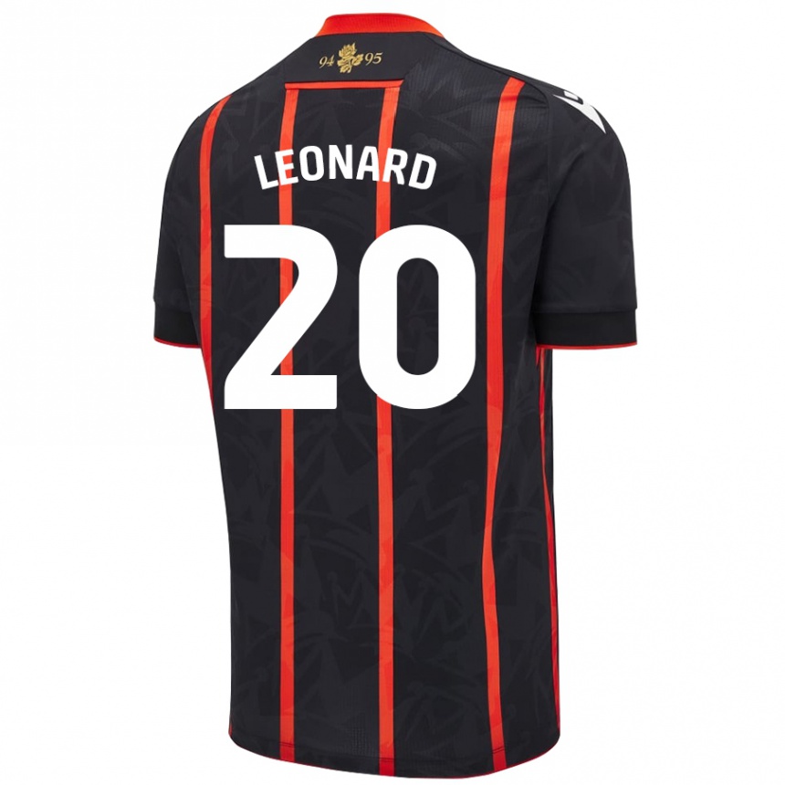 Kids Football Harry Leonard #20 Black Red Away Jersey 2024/25 T-Shirt Nz