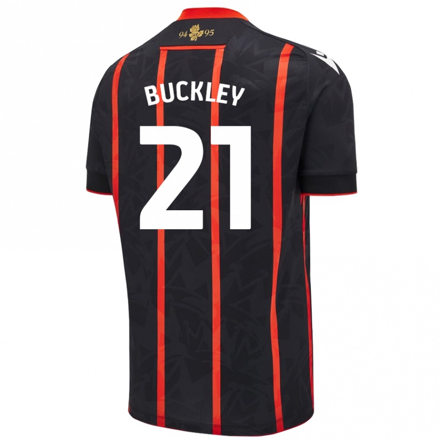 Kids Football John Buckley #21 Black Red Away Jersey 2024/25 T-Shirt Nz