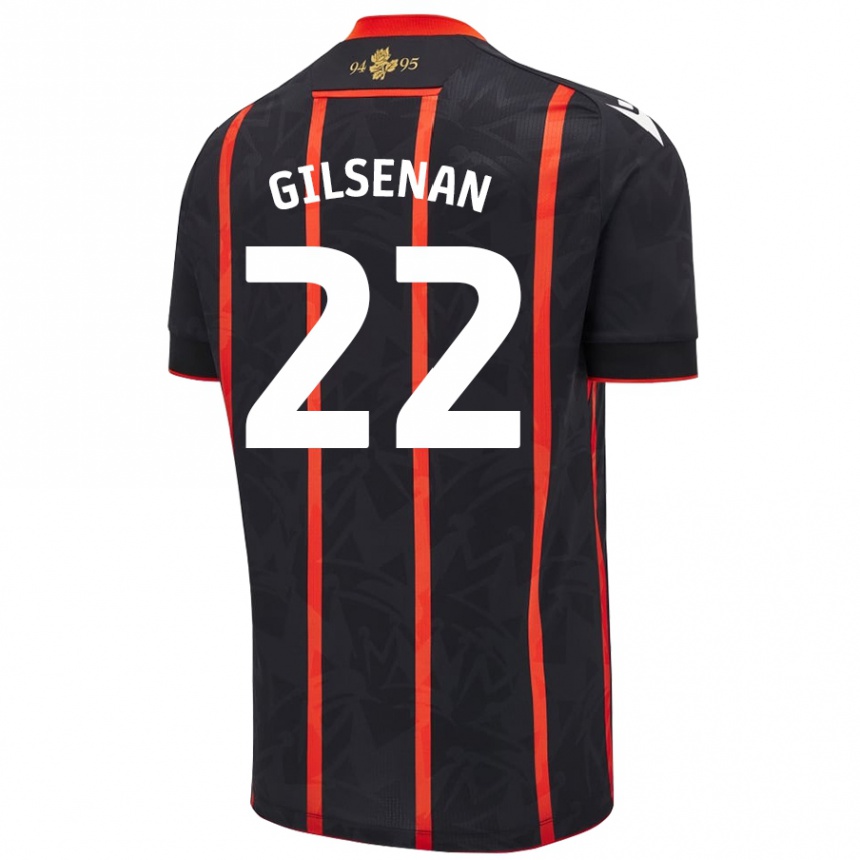 Kids Football Zak Gilsenan #22 Black Red Away Jersey 2024/25 T-Shirt Nz