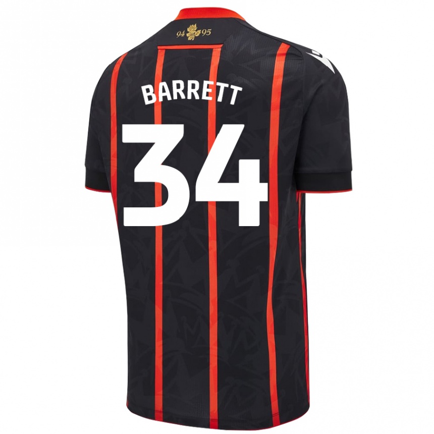 Kids Football Jack Barrett #34 Black Red Away Jersey 2024/25 T-Shirt Nz