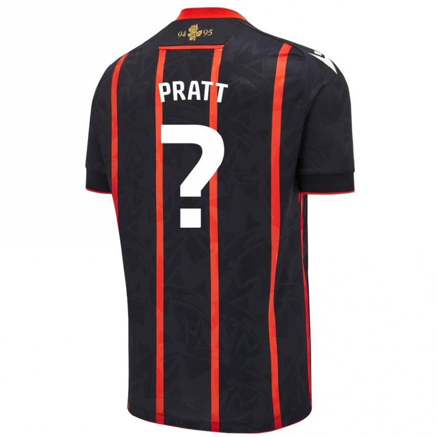 Kids Football George Pratt #0 Black Red Away Jersey 2024/25 T-Shirt Nz